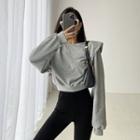 Padded-shoulder Loose Pullover