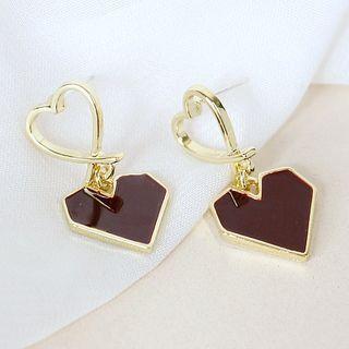 Alloy Heart Dangle Earring 1 Pair - S925silver Earring - One Size