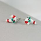 Christmas Cane Stud Earring Silver - One Size