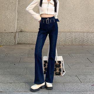 High Waist Buckled Bootcut Jeans (various Designs)