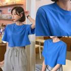 Plain Relaxed-fit Cropped T-shirt