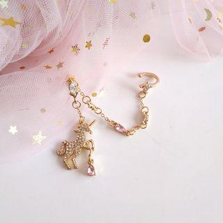 Rhinestone Unicorn Ear Cuff 1 Pc - Unicorn - Gold - One Size