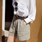 Paperbag-waist Linen Shorts