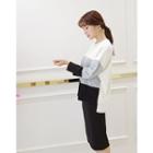 Set: Color-block T-shirt + Band-waist Midi Skirt