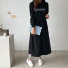 Letter Tiered Long Hoodie Dress