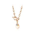 Simple And Romantic Plated Rose Gold Heart-shaped 316l Stainless Steel Necklace With Cubic Zirconia Rose Gold - One Size