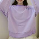 Embroidered Pullover Purple - One Size