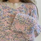 Round-neck Loose-fit Sweater As Figure - One Size