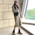 Leopard Printed Hooded Knit Dress