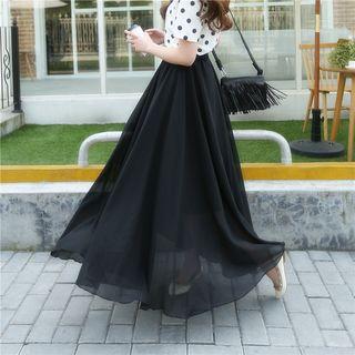 Double Layered A-line Maxi Skirt