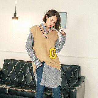 Contrast-trim V-neck Knit Vest