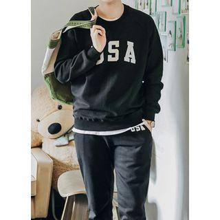 Set: Round-neck Logo T-shirt + Drawstring-waist Sweat Pants