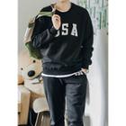 Set: Round-neck Logo T-shirt + Drawstring-waist Sweat Pants
