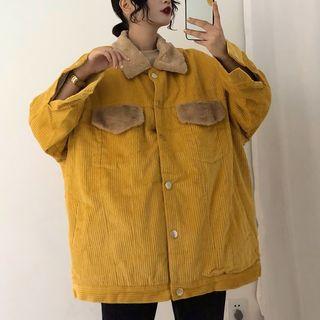 Faux-fur Collar Corduroy Jacket