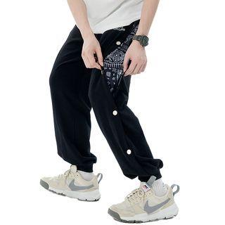 Paisley Print Panel Loose Fit Jogger Pants