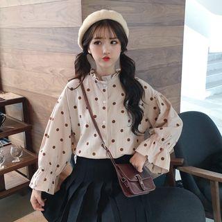 Dotted Frill Collar Blouse