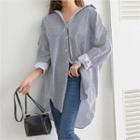 Slit-side Stripe Long Shirt