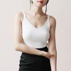 V-neck Knitted Camisole Top White - M