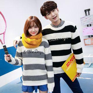 Striped Couple Matching Thick Sweater