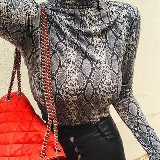 Mock-neck Slim-fit Python Top
