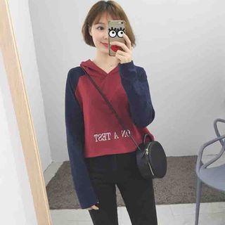 Embroidered Raglan Long-sleeve Hoodie