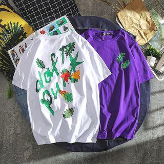 Couple Marching Short-sleeve Printed Letter T-shirt