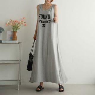 Letter Flared Maxi Tank Dress