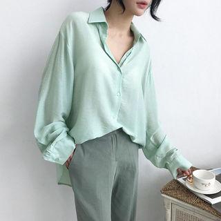 Drop-shoulder Sleek Plain Shirt