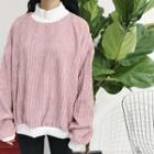 Mock-neck Two-tone Corduroy Pullover