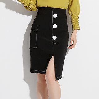Color-block Slim-fit Skirt