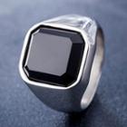 Square Gemstone Stainless Steel Ring
