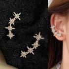 Rhinestone Star Earring 1 Pair - Ear Clip - Star - Gold - One Size