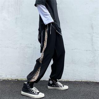 Snake Print Panel Straight-fit Pants