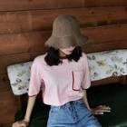 Color-block Round-neck Loose-fit Short-sleeve T-shirt