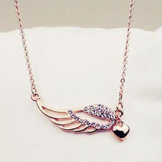 Rhinestone Wing Pendant Necklace As Shown In Figure - One Size