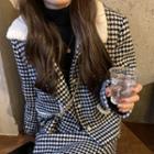 Set: Plaid Button-up Jacket + Mini Skirt