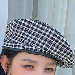 Color Panel Plaid Beret