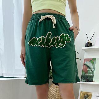 Drawstring Letter Knee-length Shorts