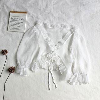 Short-sleeve Ruffle Trim Light Jacket