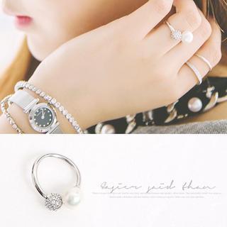 Faux Pearl Open Ring
