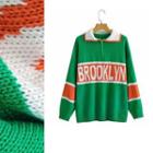 Lettering Polo Sweater 8007 - Green - One Size