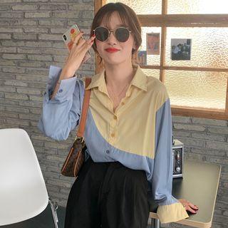 Paneled Shirt Light Yellow & Blue - One Size