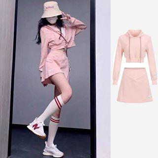 Cropped Zip-up Hooded Jacket / Mini Skirt / Set
