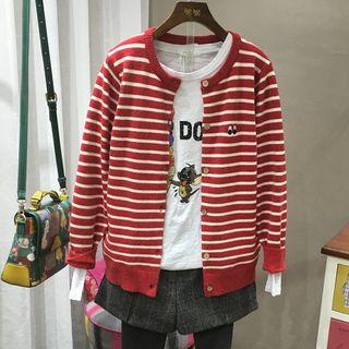 Eye Printed Striped Cardigan