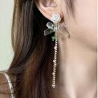 Rhinestone Chain Drop Earring 1 Pair - A3955 - White - One Size