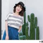 Fold-up Short Sleeve Striped Top