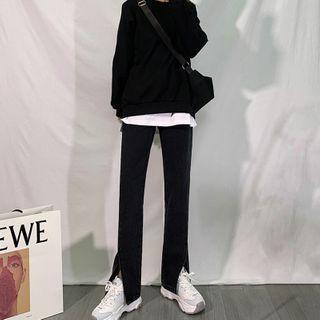 Straight-leg Splitted Jeans