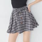 Plaid A-line Mini Skirt Gray - One Size