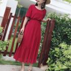 Short-sleeve A-line Maxi Dress