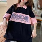 Short-sleeve Hiragana Print Polo Shirt